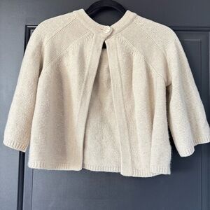 Two Ply Cashmere Jones New York Knit Cream Cardigan Cap Over Sweater Size Small